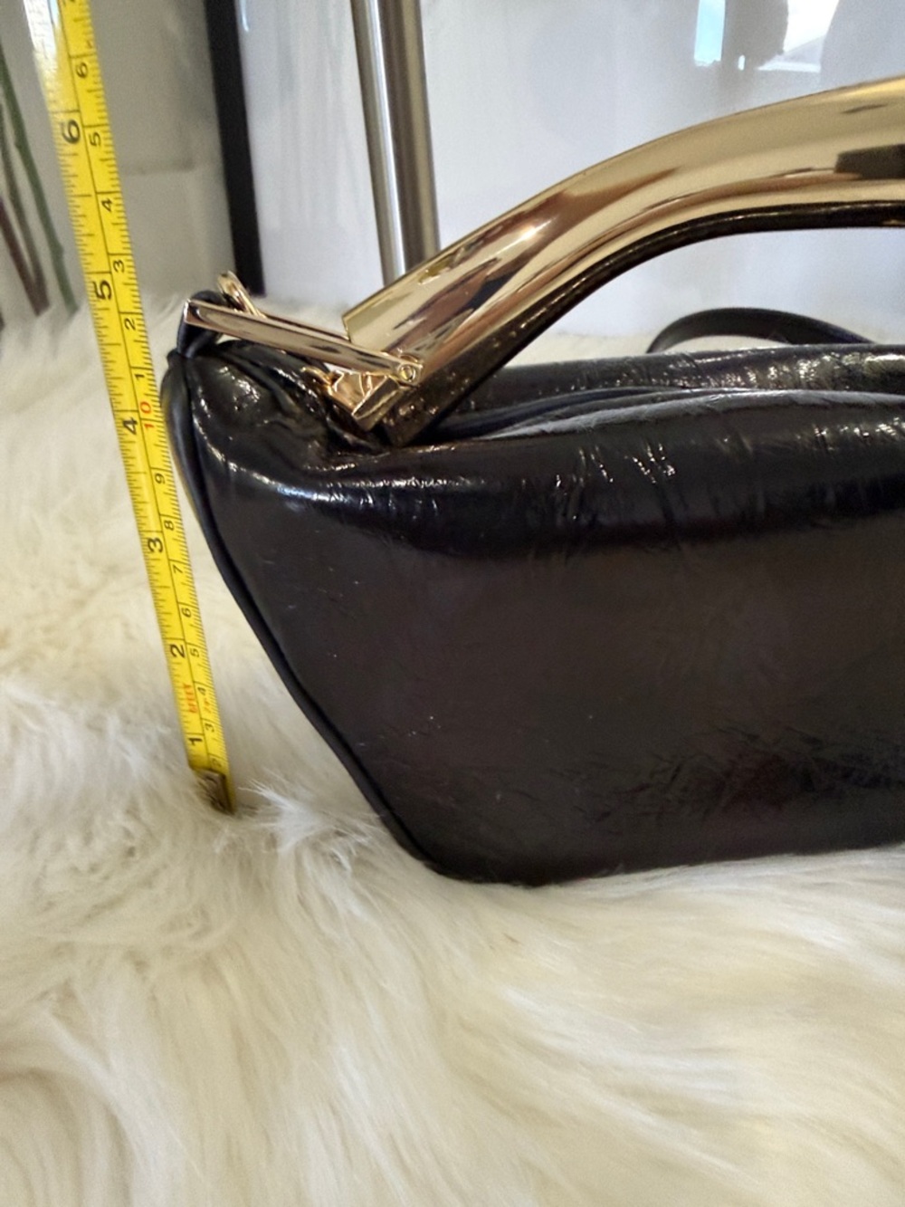 Zara Mini Bucket Bag with Metallic Gold Handle with storage bag - Picture 4 of 14